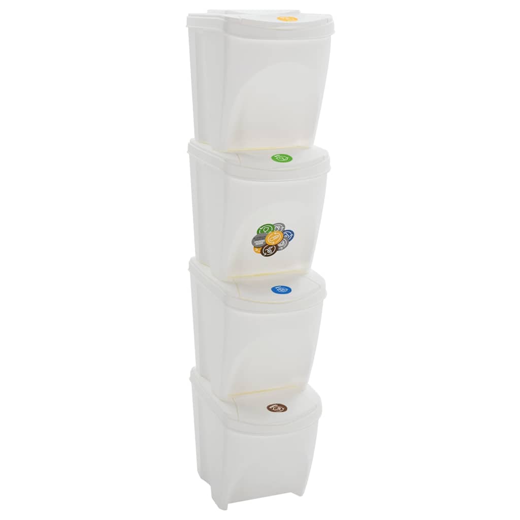 Stapelbare Mülleimer 4 Stk. Weiß 100 L Polypropylen