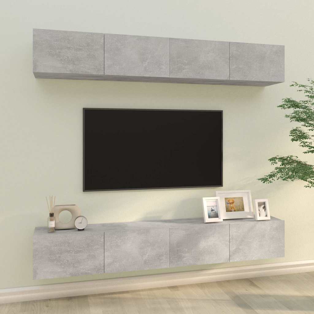 TV-Wandschränke 4 Stk. Betongrau 100x30x30 cm