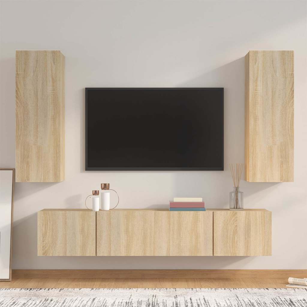 4-tlg. TV-Schrank-Set Sonoma-Eiche Holzwerkstoff