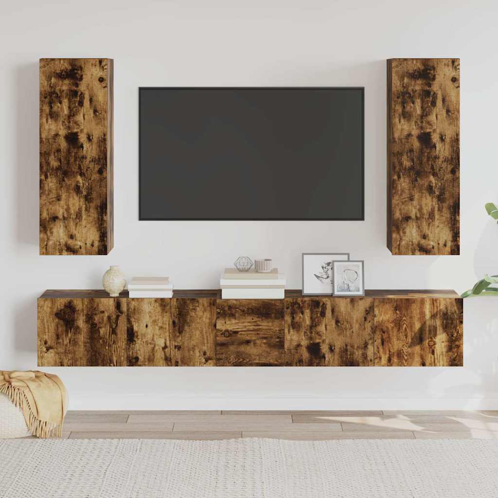 5-tlg. TV-Schrank-Set Räuchereiche Holzwerkstoff