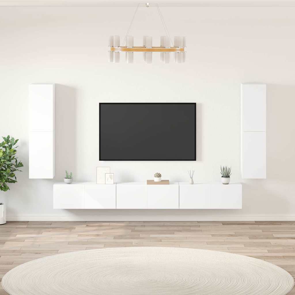 7-tlg. TV-Schrank-Set Weiß Holzwerkstoff