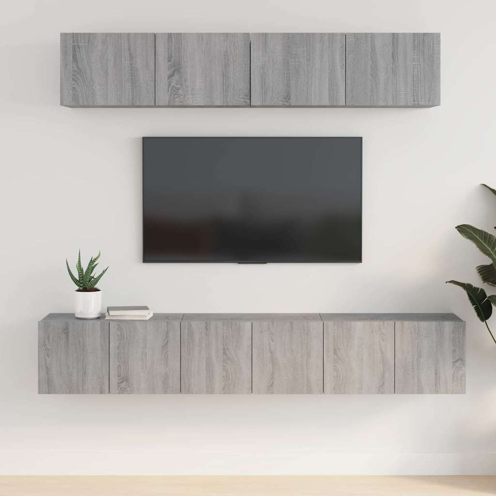 5-tlg. TV-Schrank-Set Grau Sonoma Holzwerkstoff