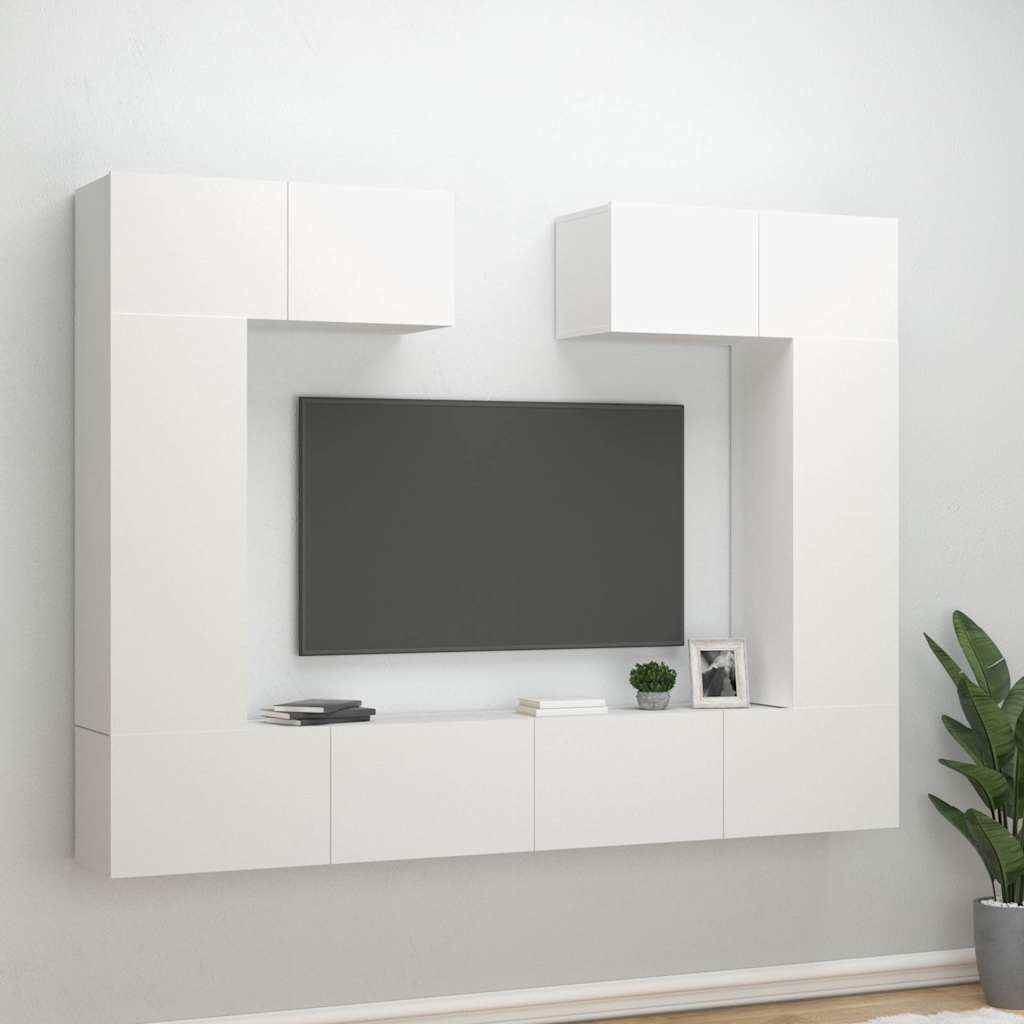 6-tlg. TV-Schrank-Set Weiß Holzwerkstoff