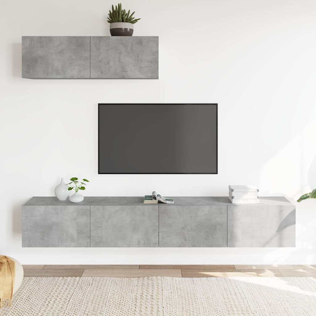 3-tlg. TV-Schrank-Set Betongrau Holzwerkstoff