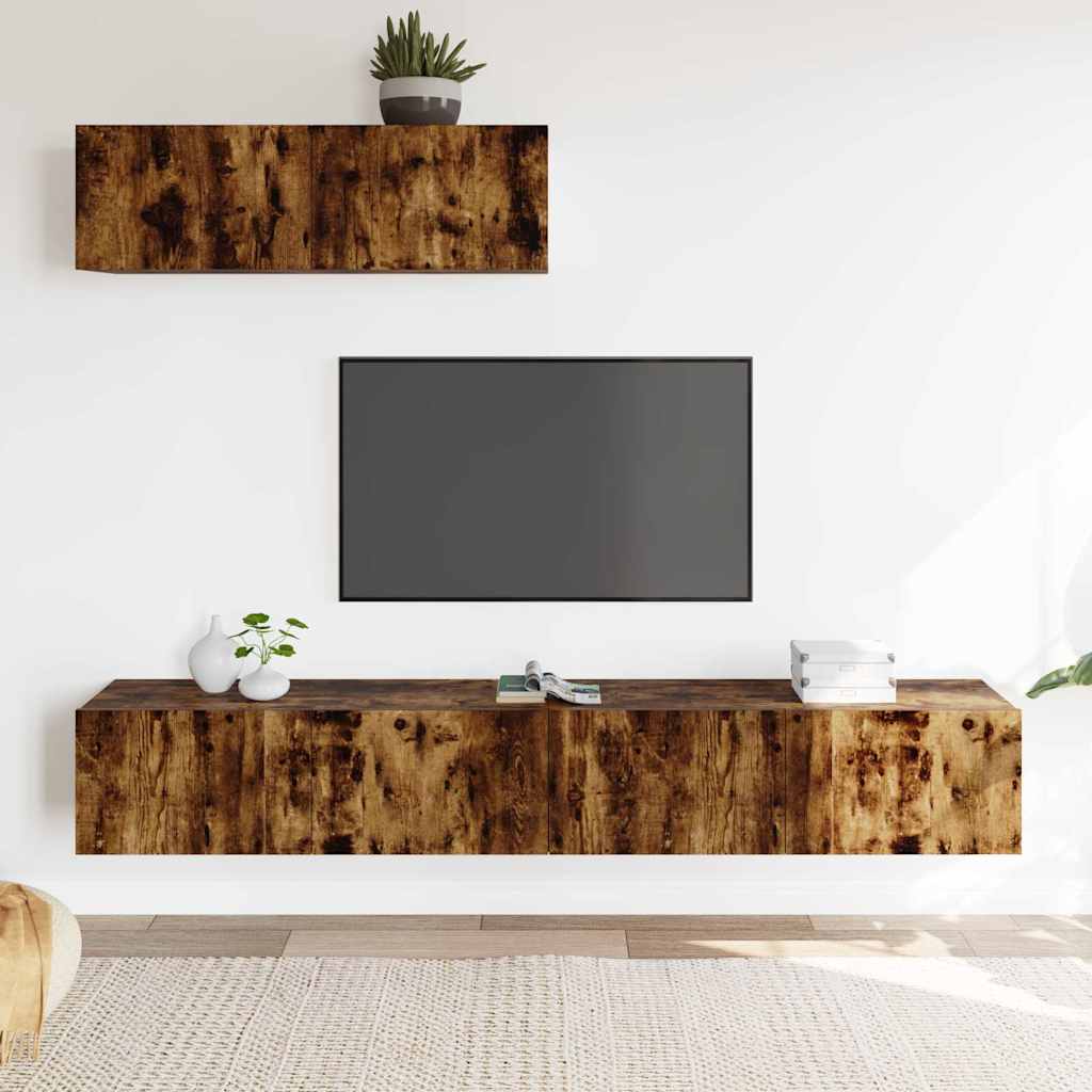 3-tlg. TV-Schrank-Set Räuchereiche Holzwerkstoff