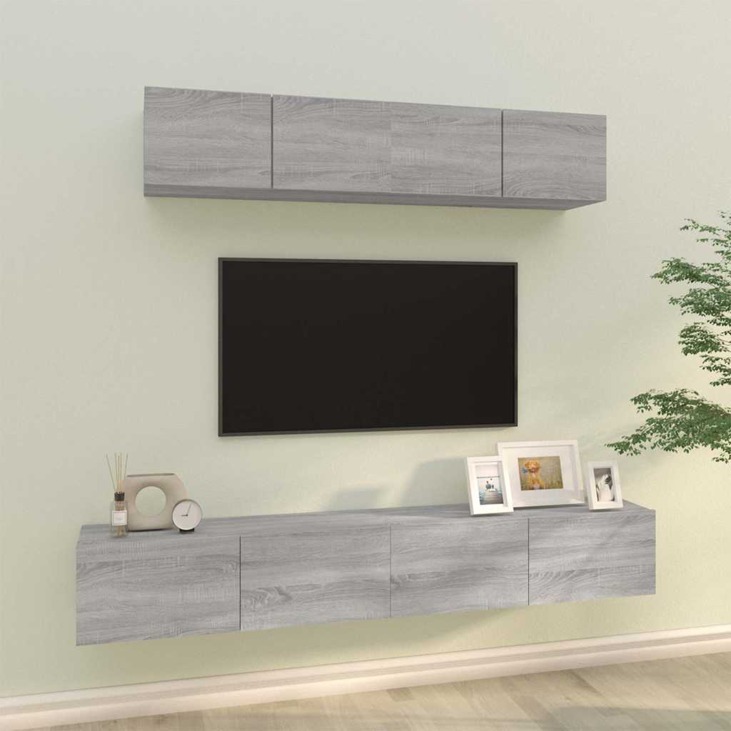 4-tlg. TV-Schrank-Set Grau Sonoma Holzwerkstoff