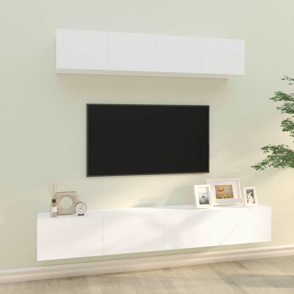 4-tlg. TV-Schrank-Set Weiß Holzwerkstoff
