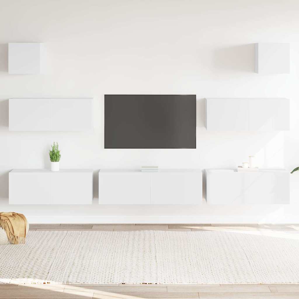 7-tlg. TV-Schrank-Set Weiß Holzwerkstoff