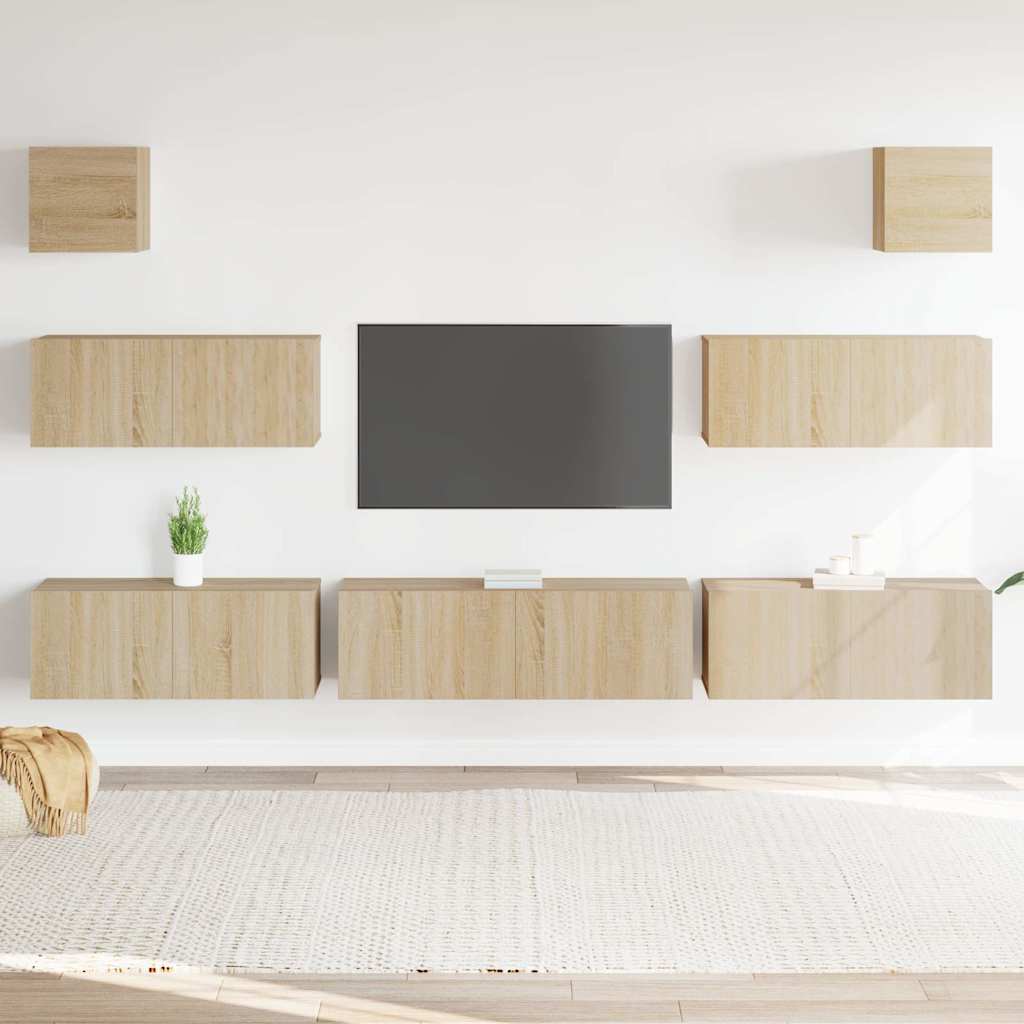 7-tlg. TV-Schrank-Set Sonoma-Eiche Holzwerkstoff