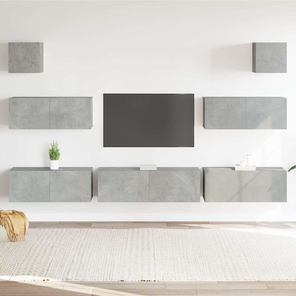 7-tlg. TV-Schrank-Set Betongrau Holzwerkstoff