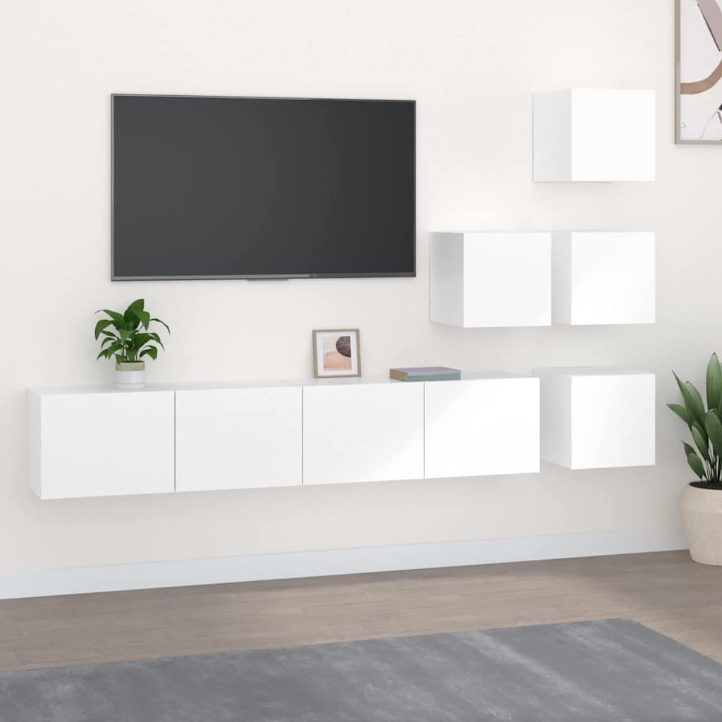 TV-Wandschrank Weiß Holzwerkstoff