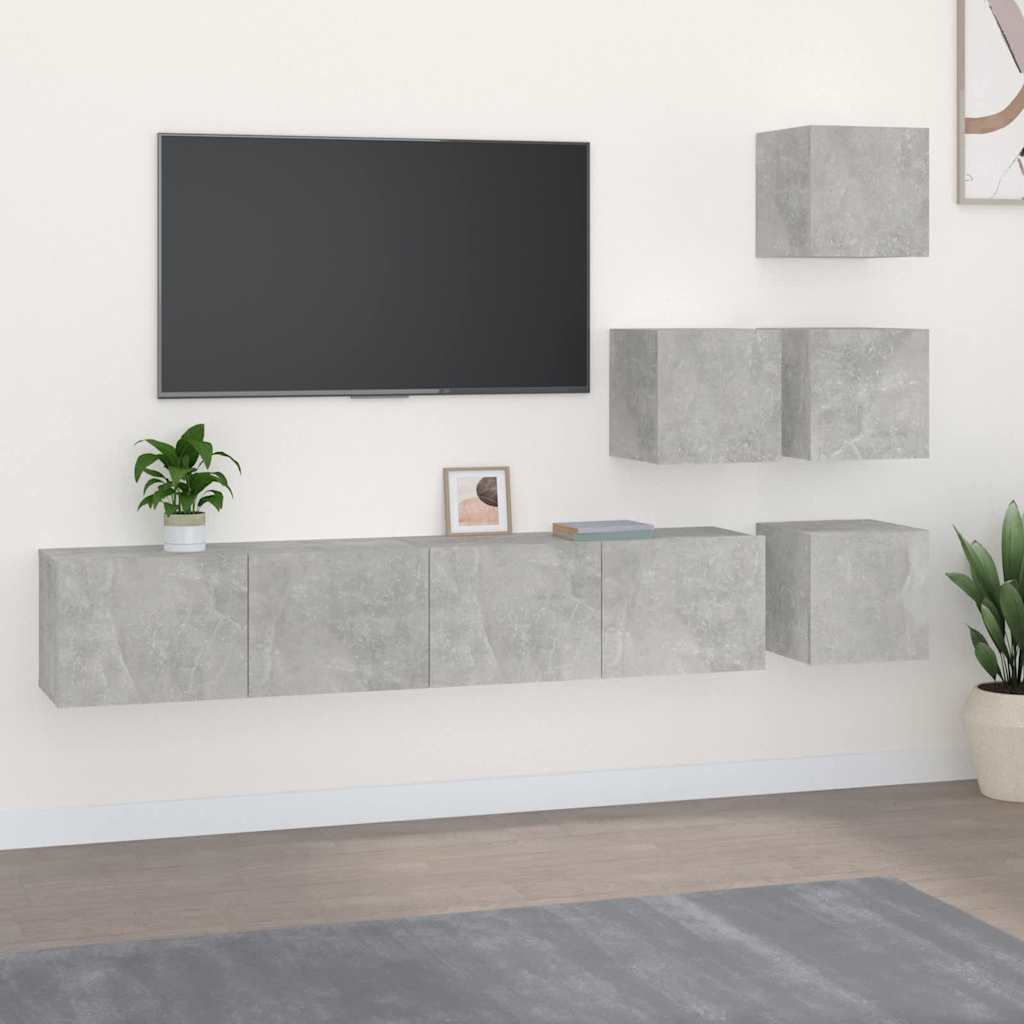 TV-Wandschrank Betongrau Holzwerkstoff