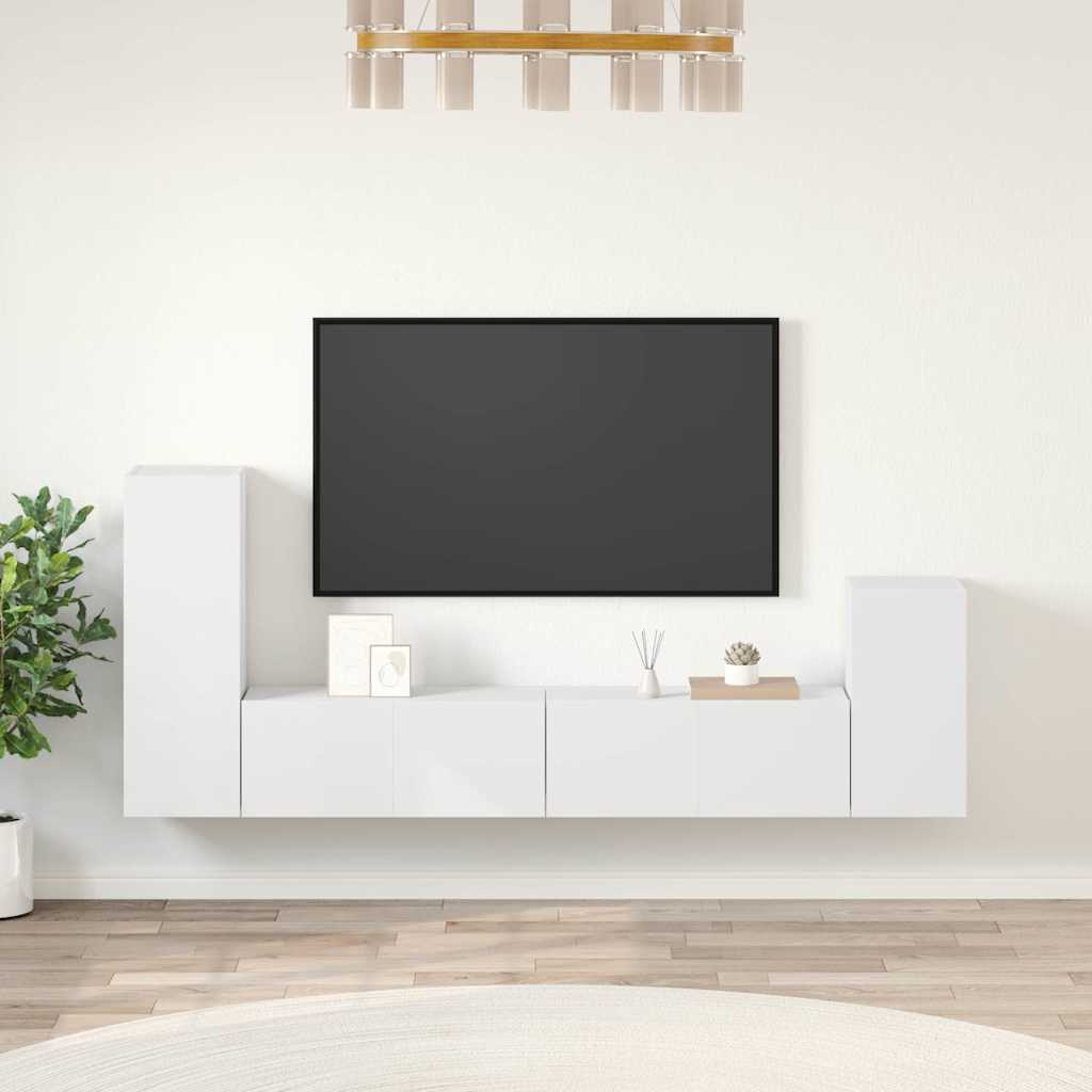 4-tlg. TV-Schrank-Set Weiß Holzwerkstoff