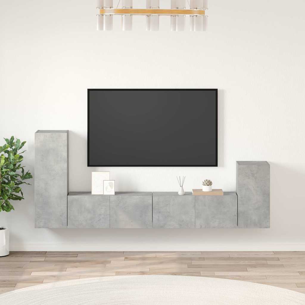 4-tlg. TV-Schrank-Set Betongrau Holzwerkstoff
