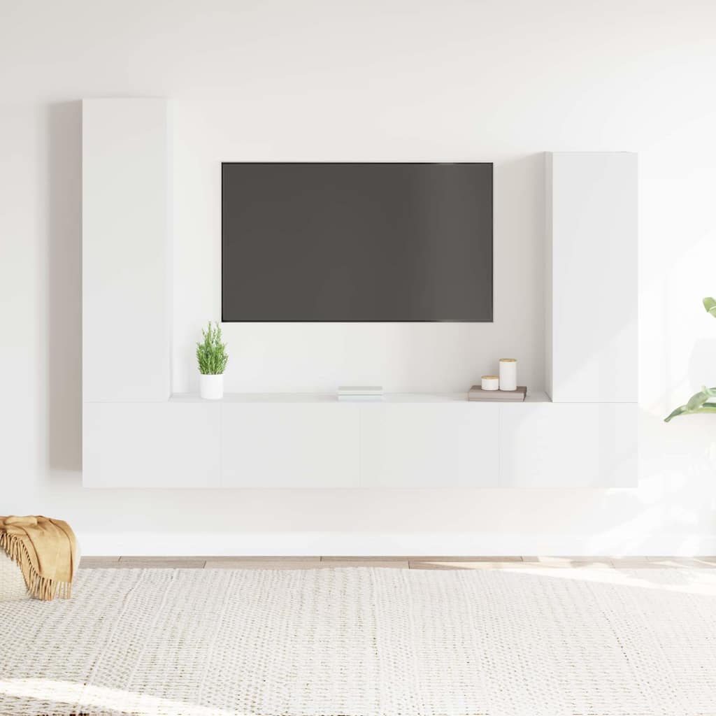 4-tlg. TV-Schrank-Set Weiß Holzwerkstoff
