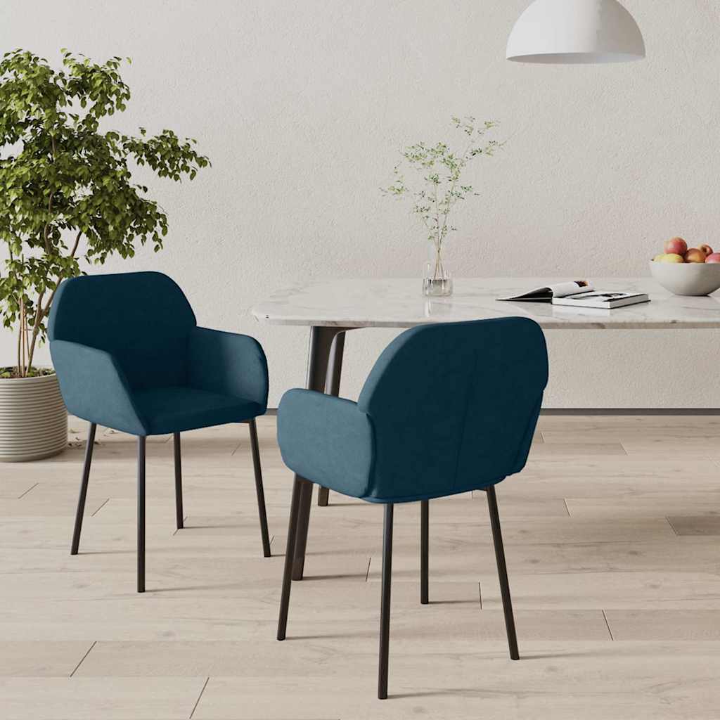 Esszimmerstühle 2 Stk. Blau Samt