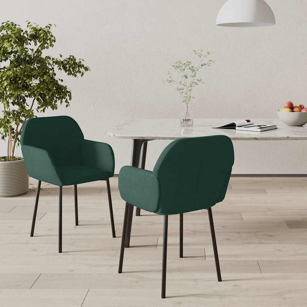 Esszimmerstühle 2 Stk. Dunkelgrün Samt