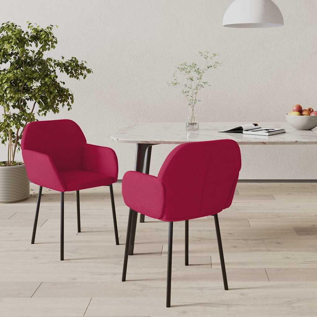 Esszimmerstühle 2 Stk. Weinrot Samt