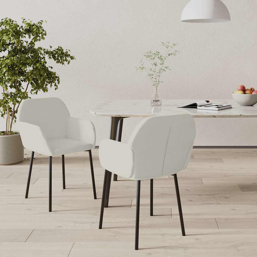 Esszimmerstühle 2 Stk. Creme Samt