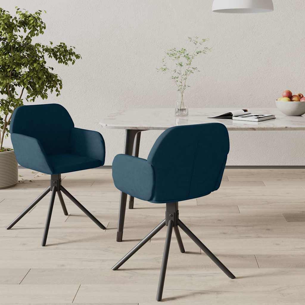 Esszimmerstühle 2 Stk. Drehbar Blau Samt