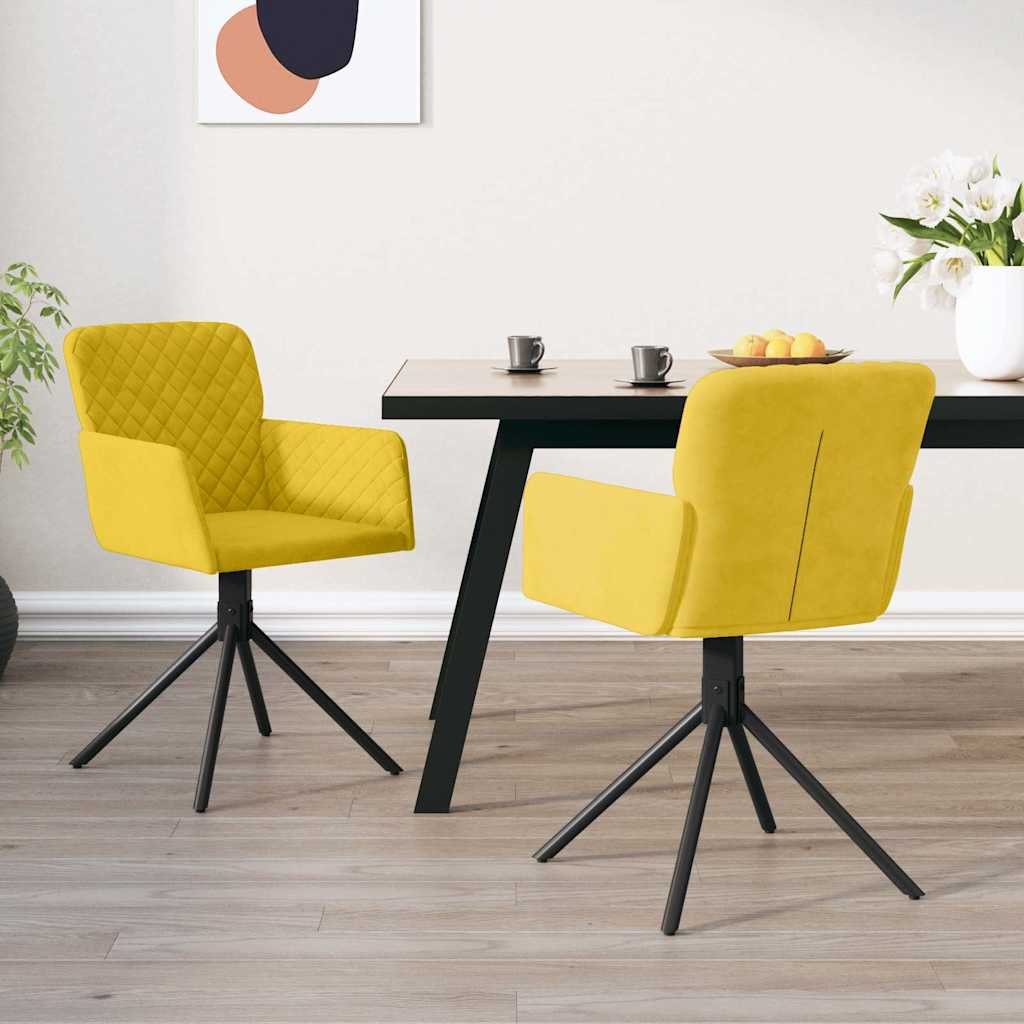 Esszimmerstühle 2 Stk. Drehbar Gelb Samt