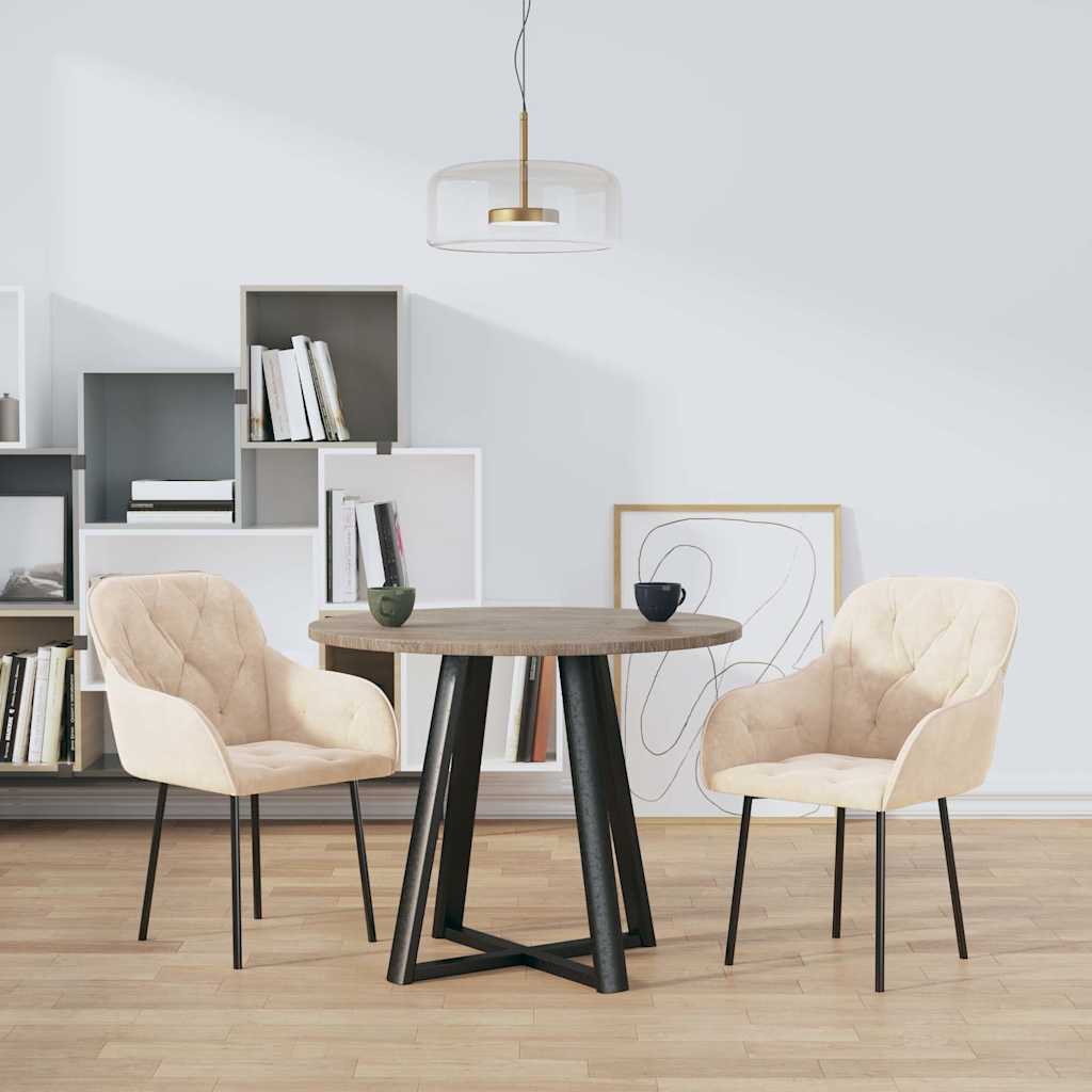 Esszimmerstühle 2 Stk. Creme Samt