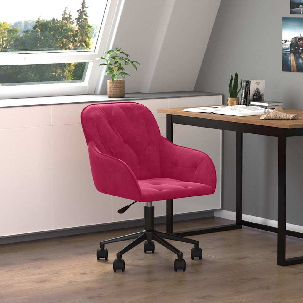 Bürostuhl Drehbar Weinrot Samt