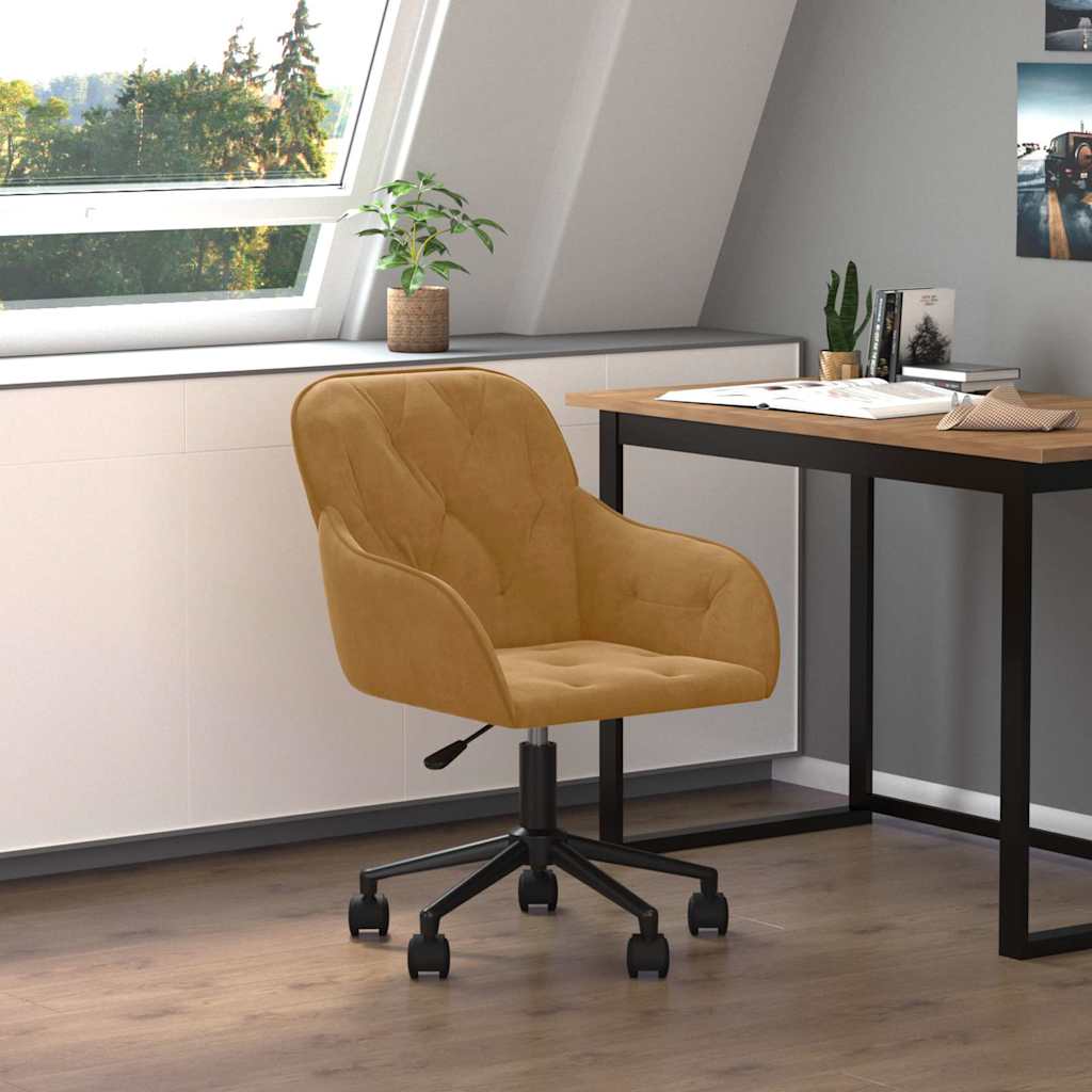 Bürostuhl Drehbar Braun Samt