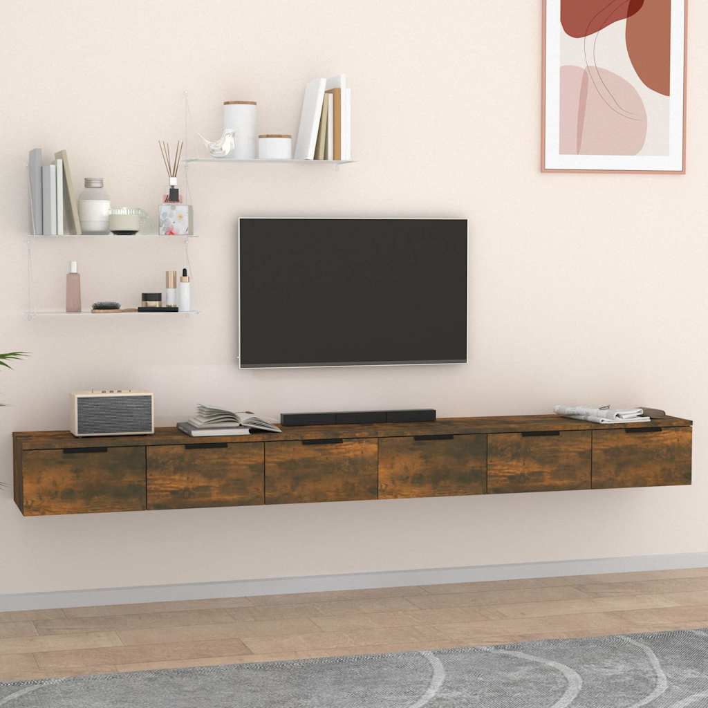 Wandschränke 2 Stk. Räuchereiche 102x30x20 cm Holzwerkstoff