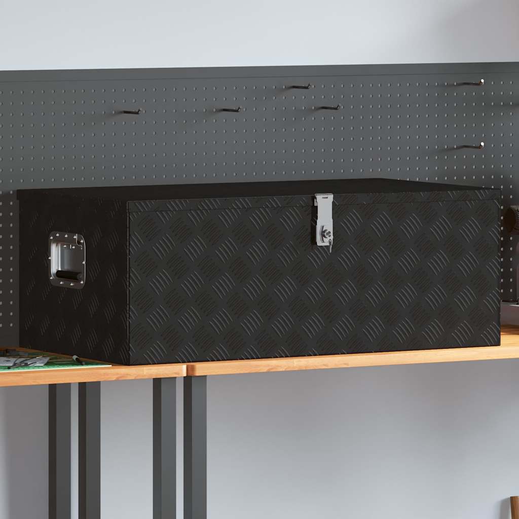 Aufbewahrungsbox Schwarz 100x55x37 cm Aluminium