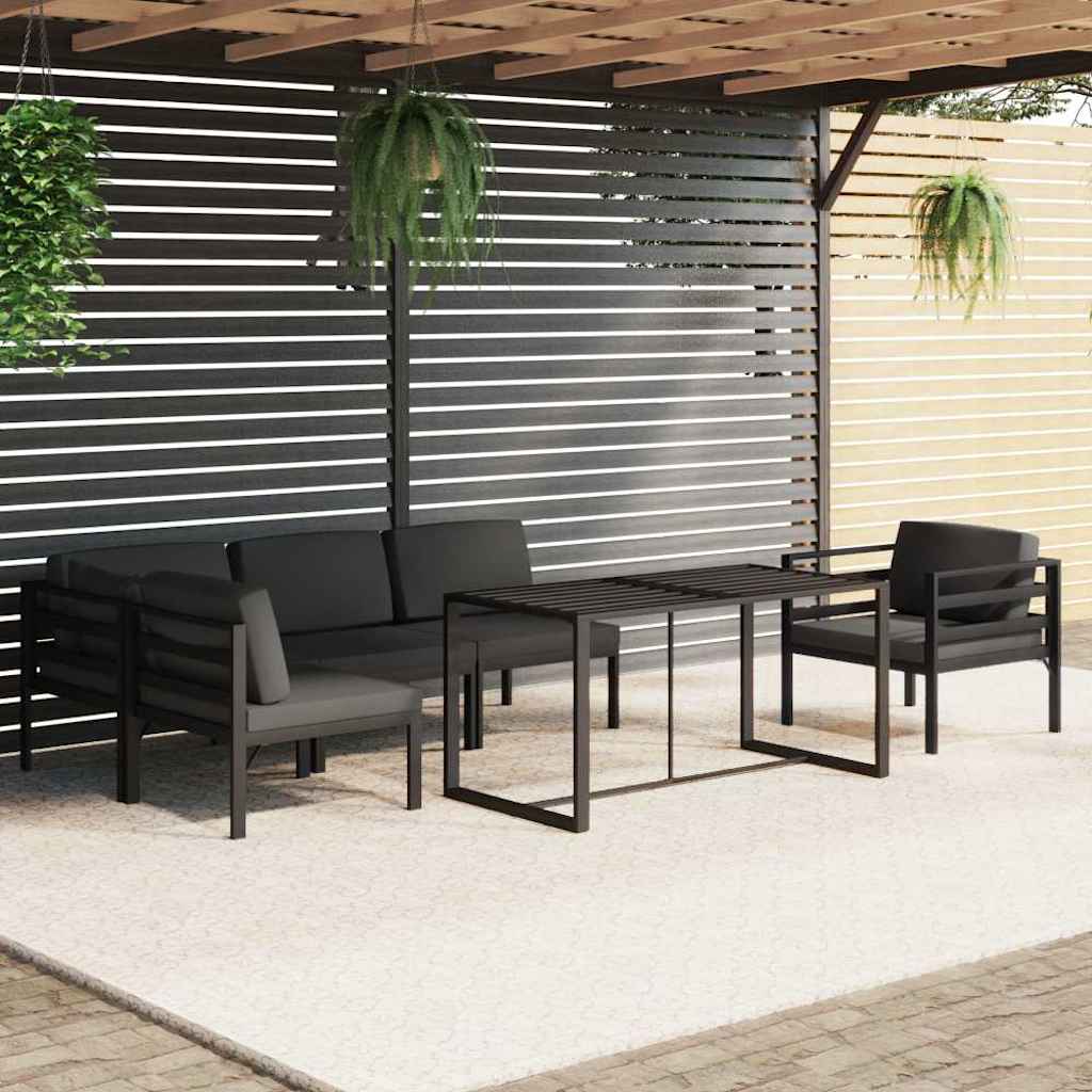 6-tlg. Garten-Lounge-Set mit Kissen Aluminium Anthrazit