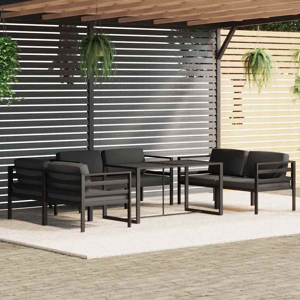 7-tlg. Garten-Lounge-Set mit Kissen Aluminium Anthrazit