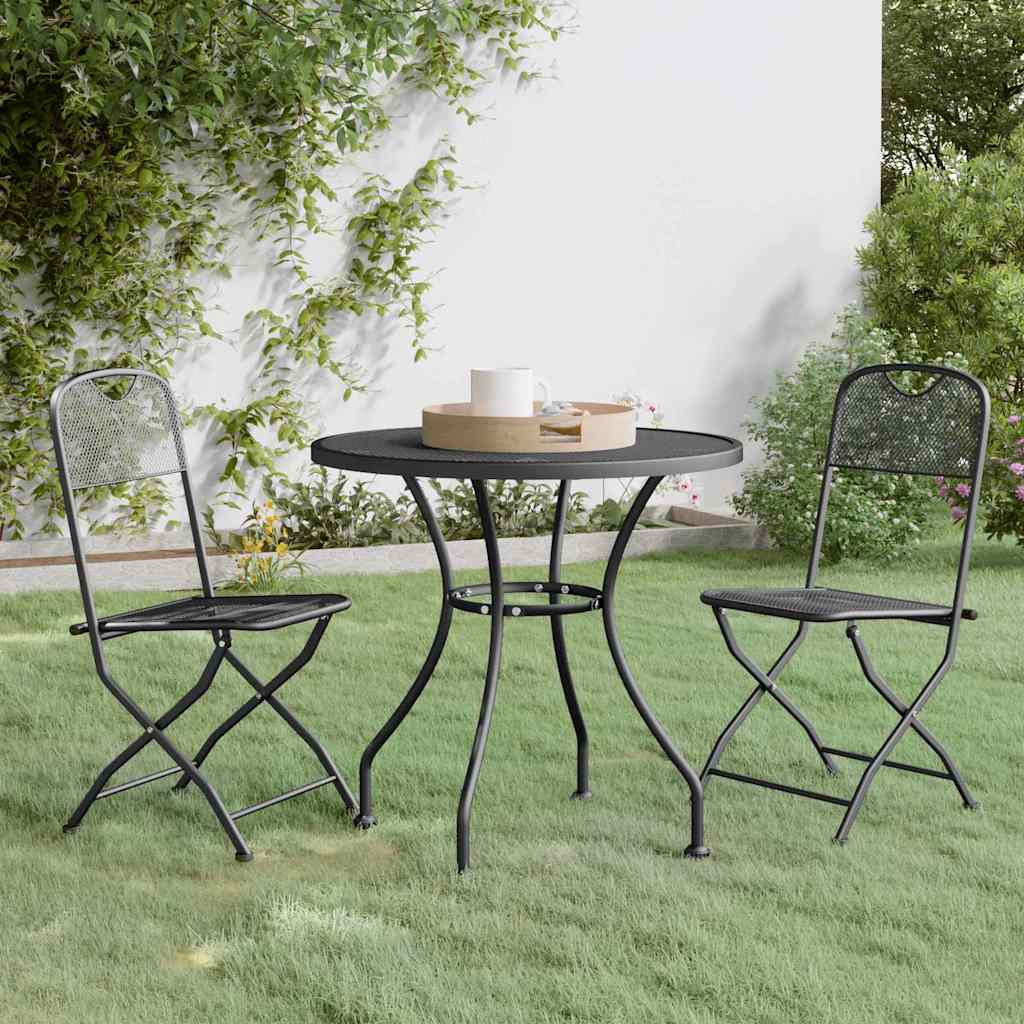 3-tlg. Garten-Essgruppe Streckmetall Anthrazit