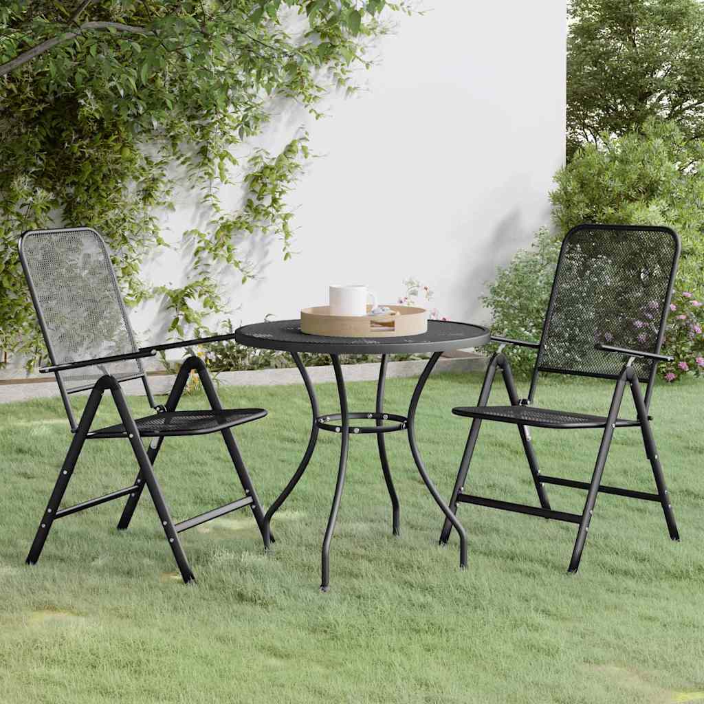 3-tlg. Garten-Essgruppe Streckmetall Anthrazit