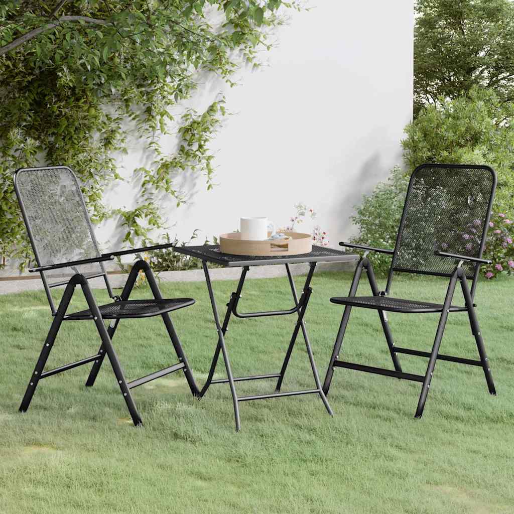 3-tlg. Garten-Essgruppe Streckmetall Anthrazit
