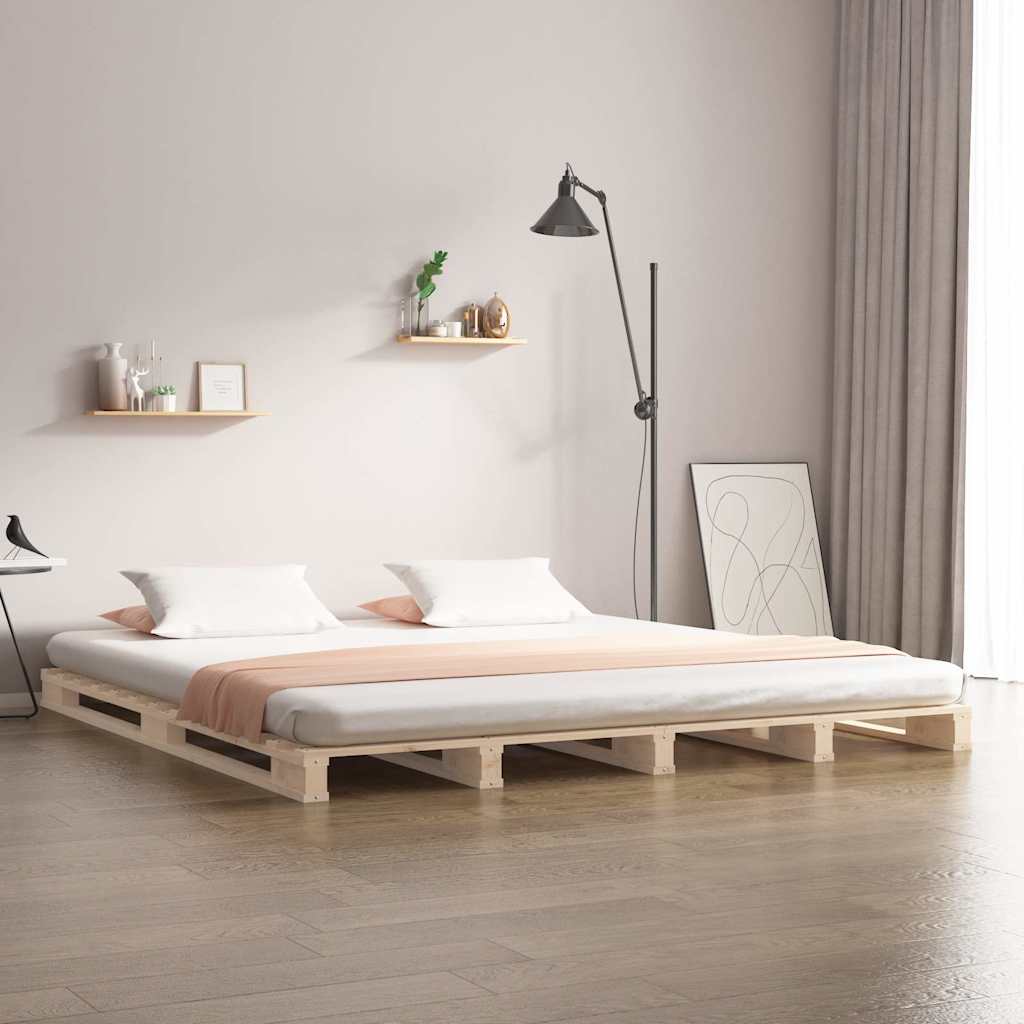 Palettenbett 140x190 cm Massivholz Kiefer