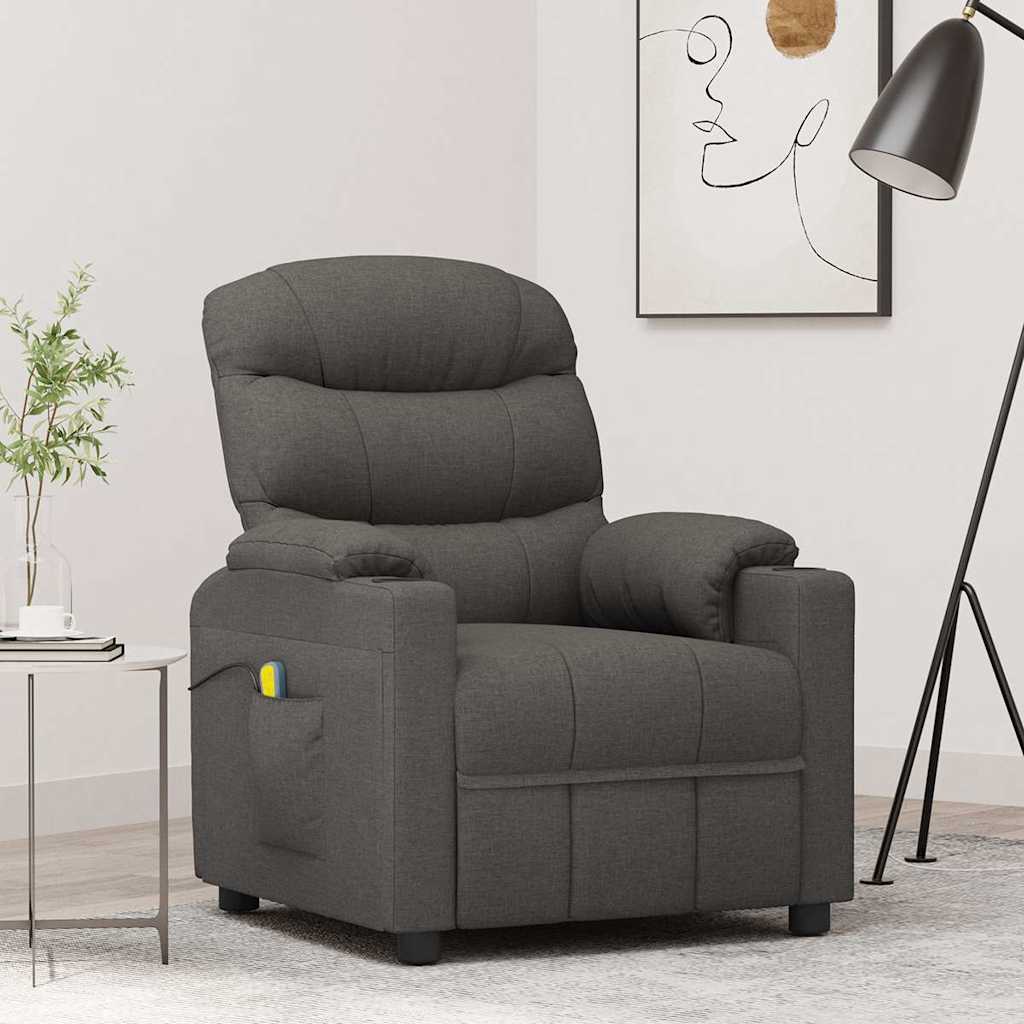 Massagesessel Dunkelgrau Stoff