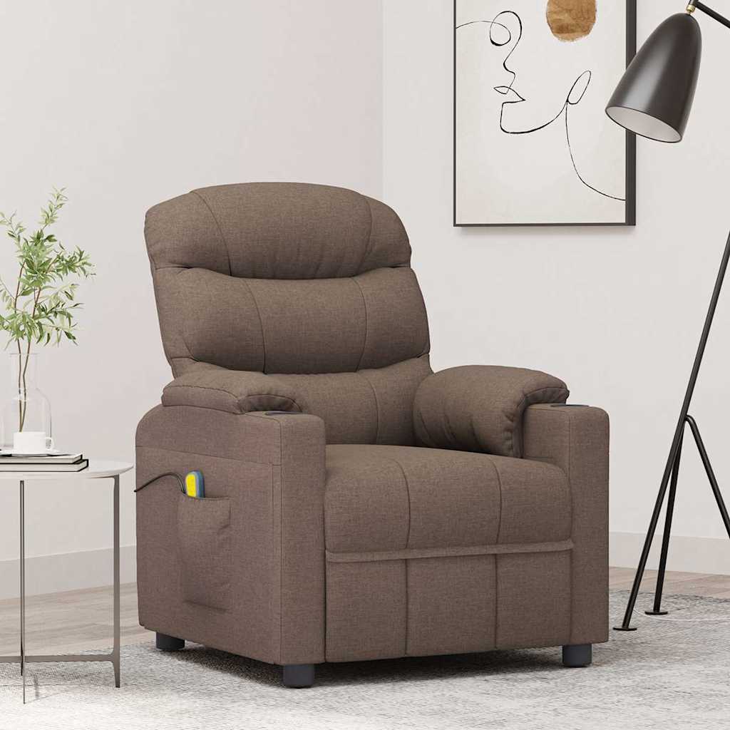 Massagesessel Taupe Stoff