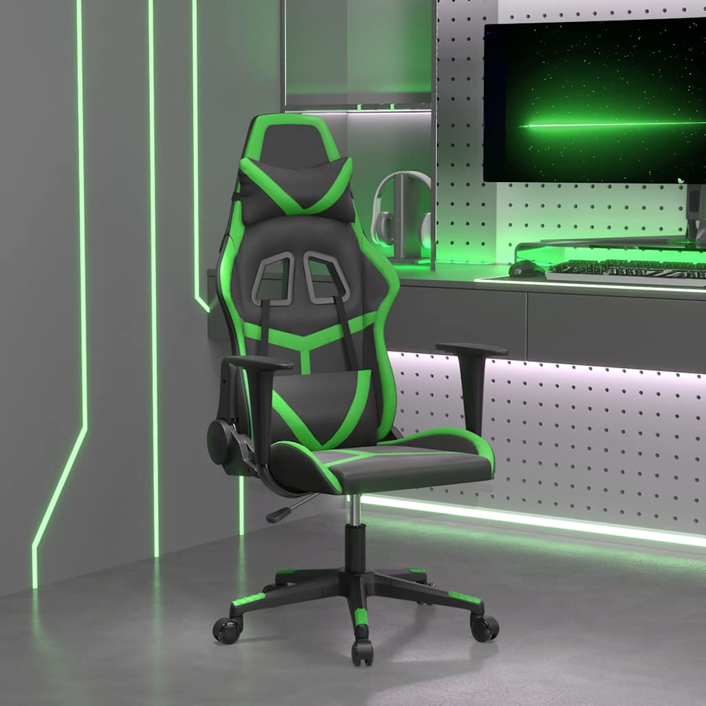Gaming-Stuhl mit Massagefunktion Schwarz und Grün Kunstleder