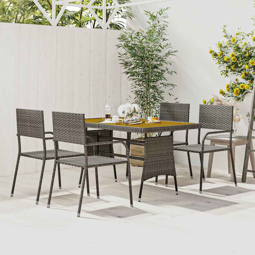 5-tlg. Garten-Essgruppe Poly Rattan Grau