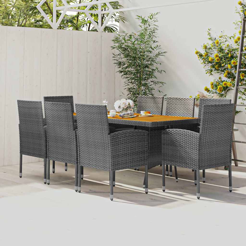9-tlg. Garten-Essgruppe Poly Rattan Grau