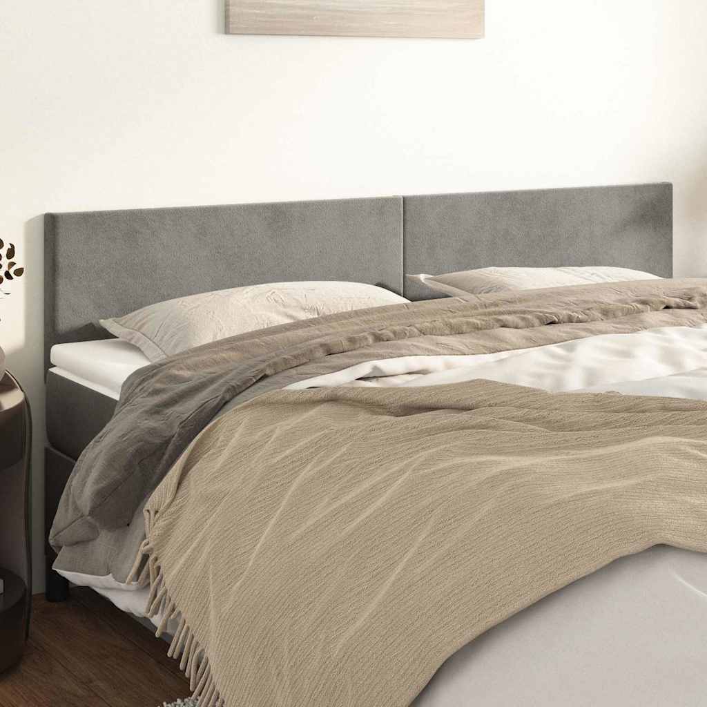 Kopfteile Hellgrau 200x5x78/88 cm Samt