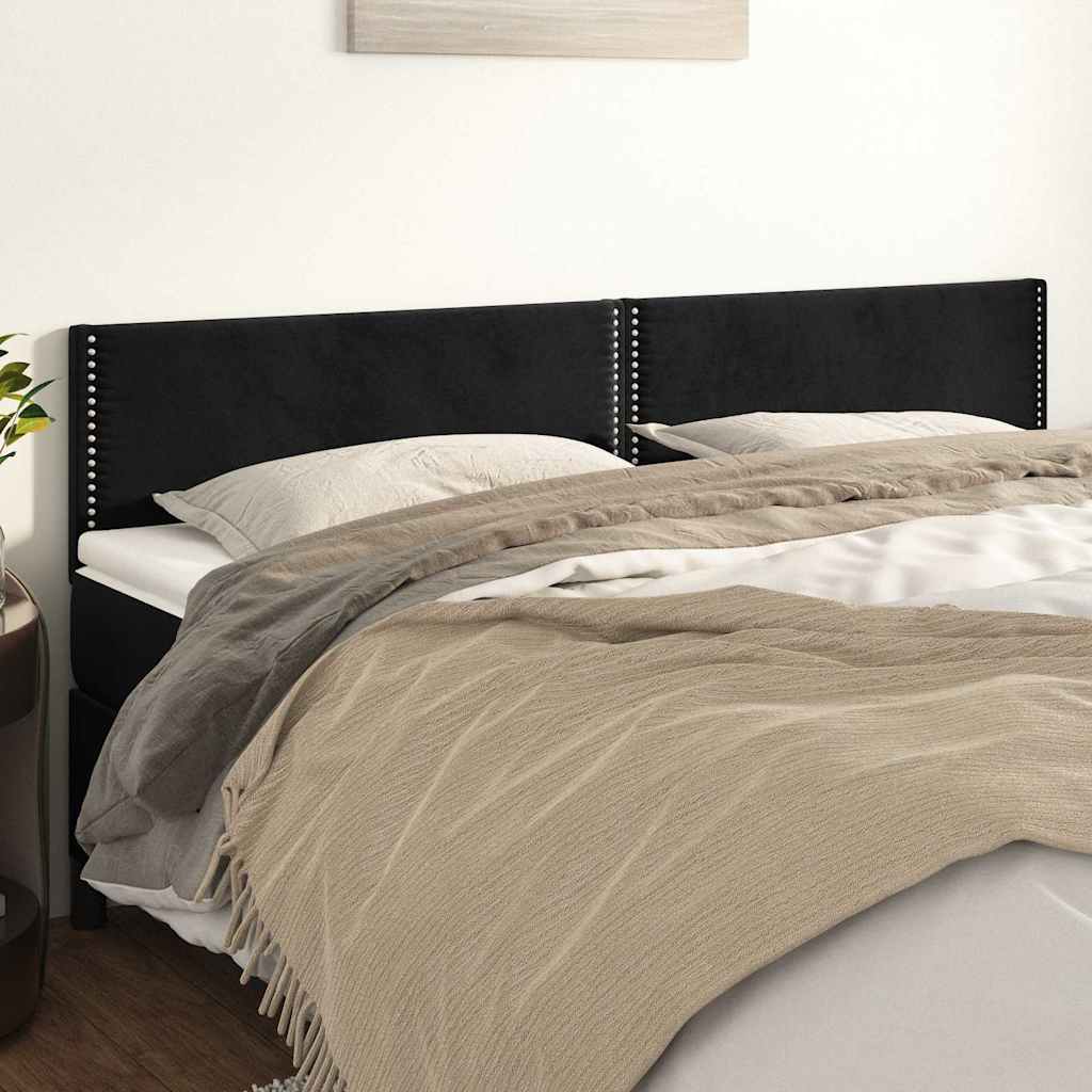 Kopfteile Schwarz 200x5x78/88 cm Samt