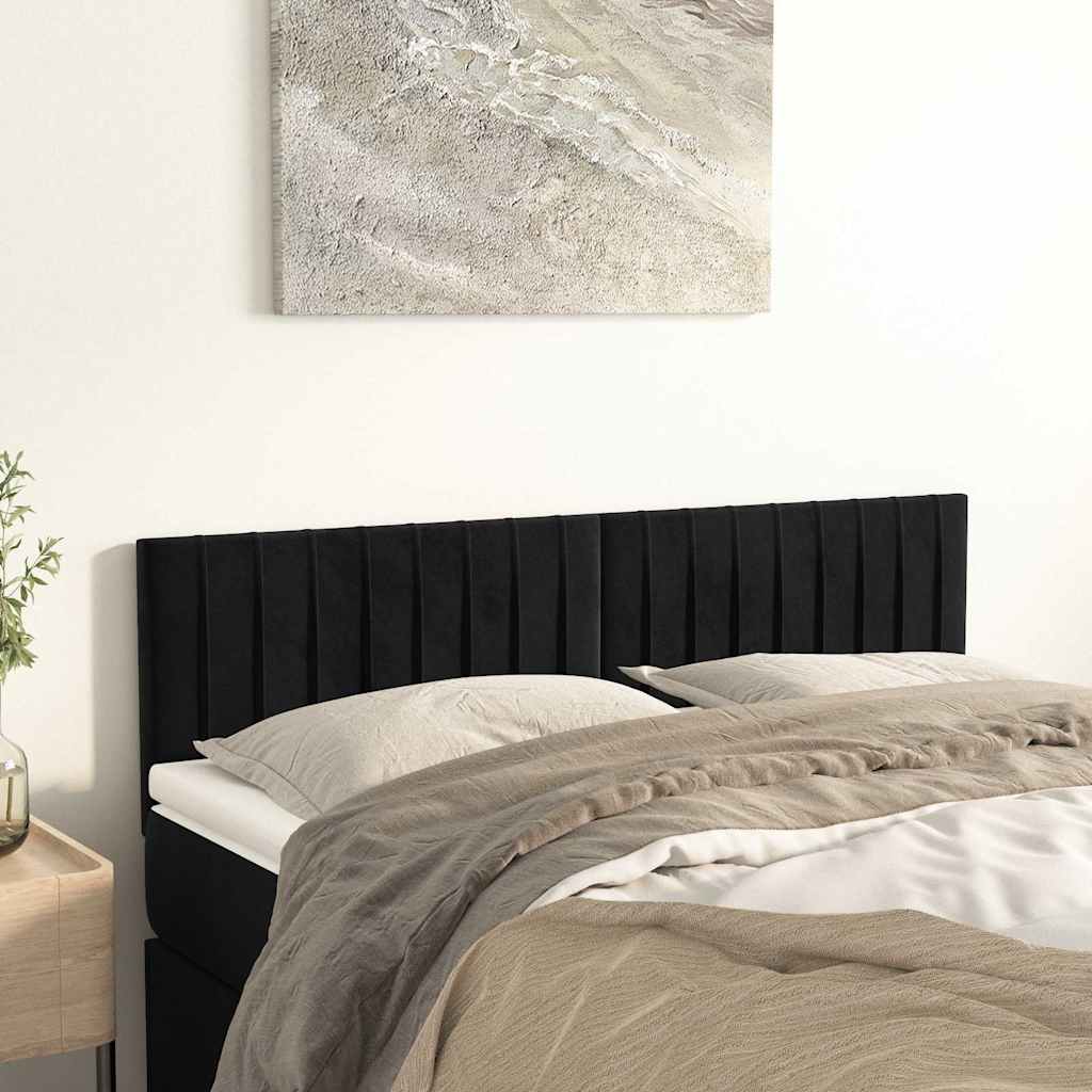 Kopfteile Schwarz 144x5x78/88 cm Samt