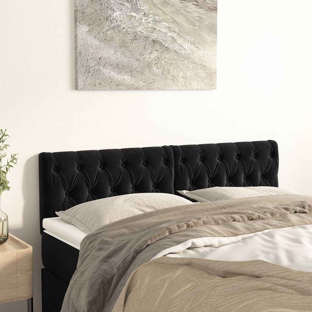 Kopfteile Schwarz 144x7x78/88 cm Samt