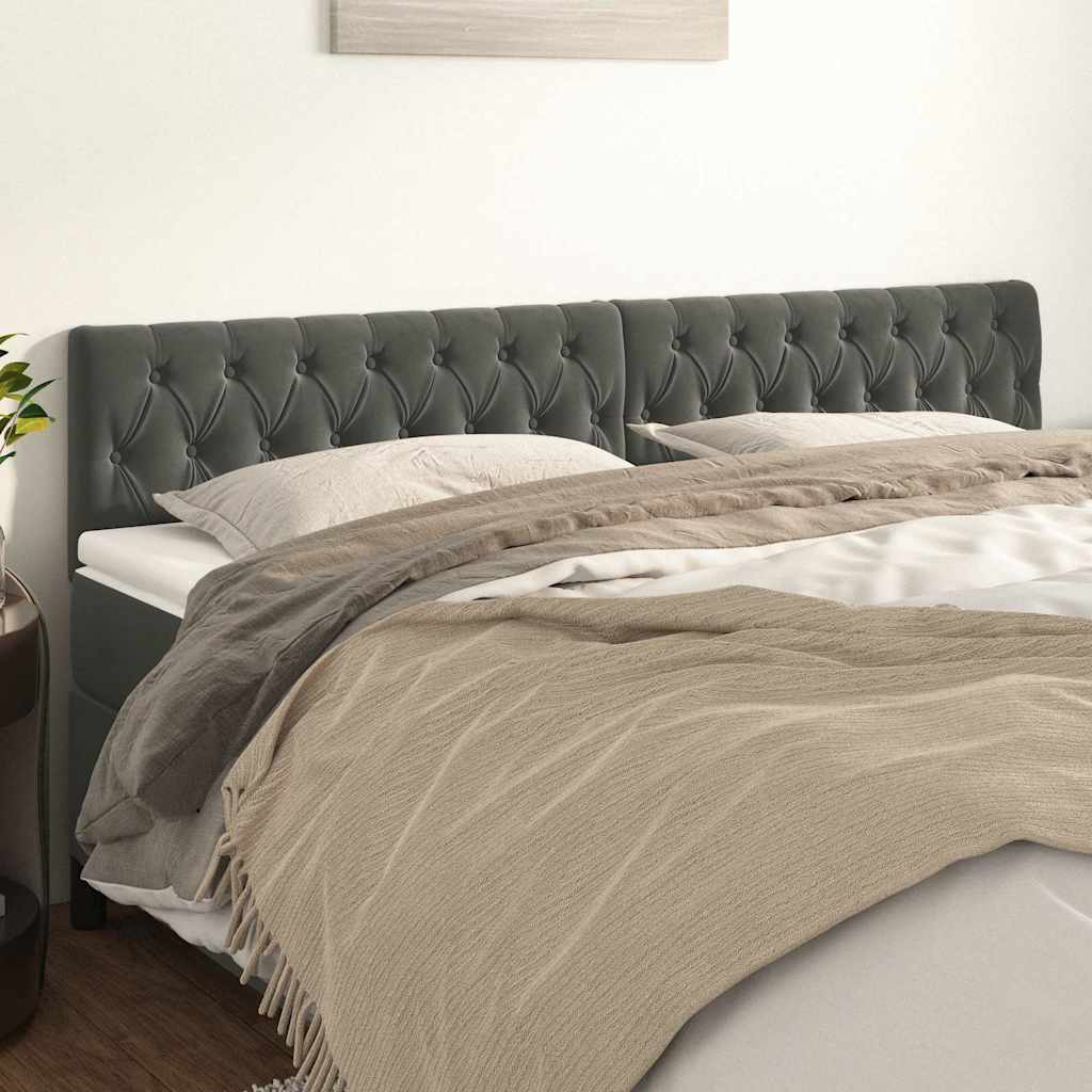 Kopfteile Dunkelgrau 180x7x78/88 cm Samt