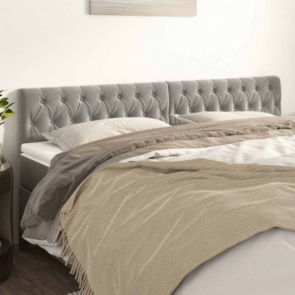 Kopfteile Hellgrau 200x7x78/88 cm Samt