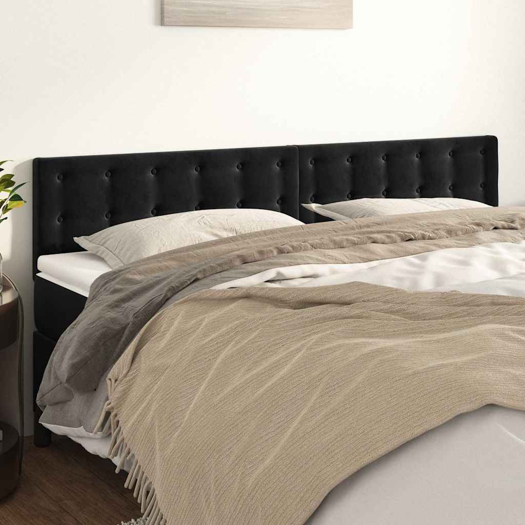 Kopfteile Schwarz 180x5x78/88 cm Samt