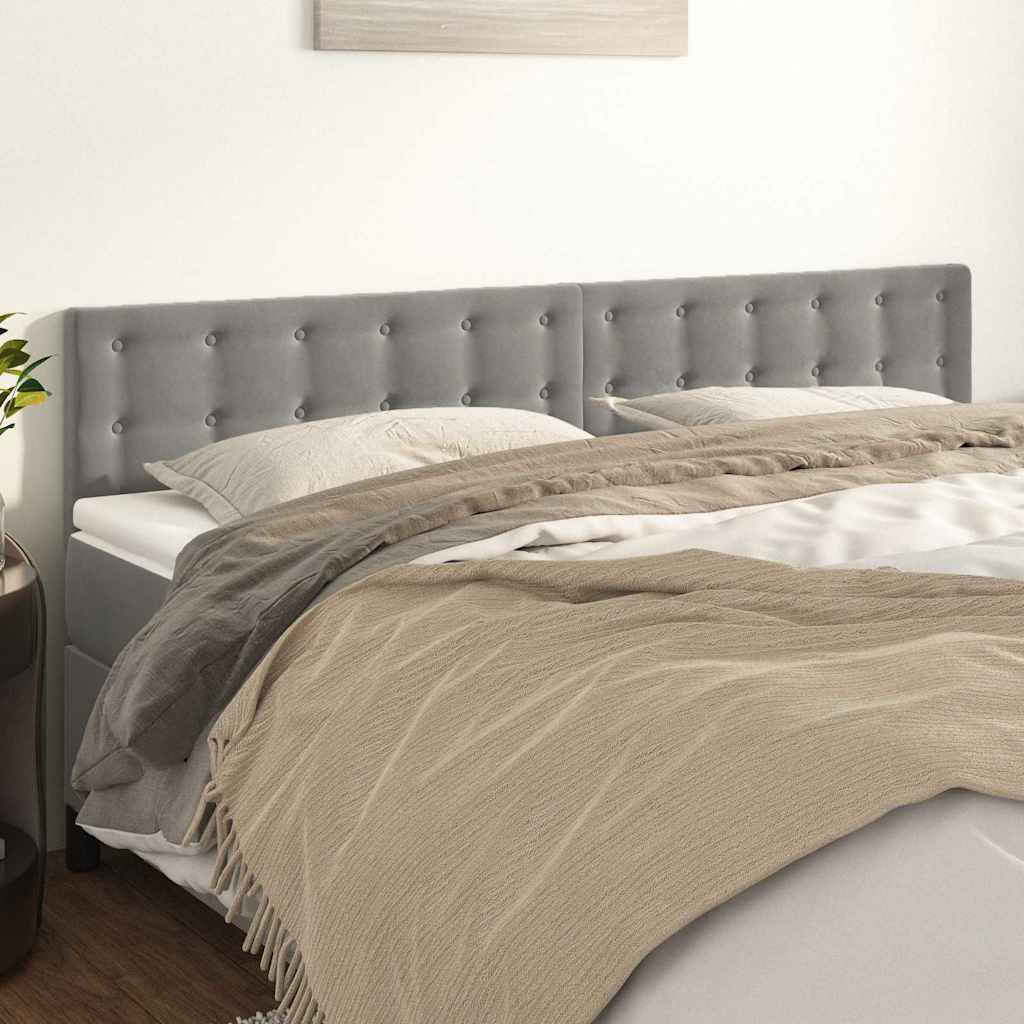 Kopfteile Hellgrau 200x5x78/88 cm Samt