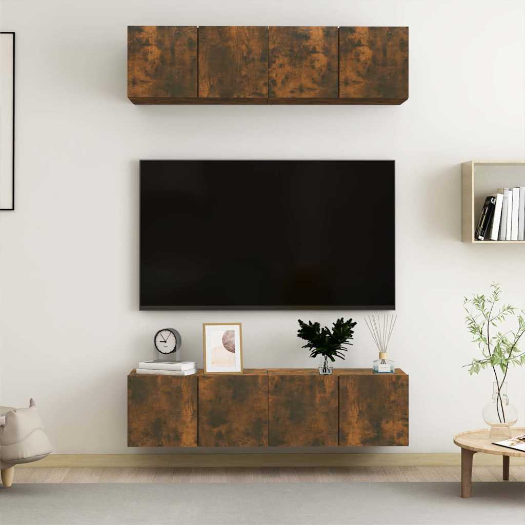 TV-Wandschränke 4 Stk. Räuchereiche 60x30x30 cm Holzwerkstoff